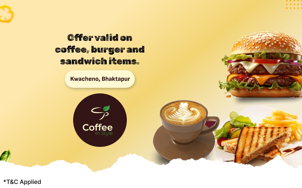 15% off on coffee, burger and sandwich items at Coffee In Style